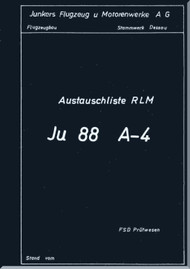Junker JU 88 A-4  Aircraft  RLM Exchange List Manual - RLM-Austauschliste (German Language), 1941