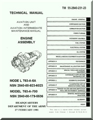 Allison T63-A-5A  Aircraft Engine Maintenance Assembly Manual  ( English Language ) - TM 55-2840-23 -1981 