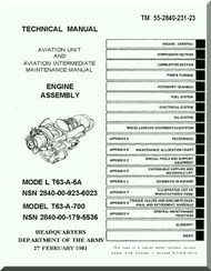 Allison T63-A-5A  Aircraft Engine Maintenance Assembly Manual  ( English Language ) - TM 55-2840-23 -1981