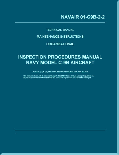 Douglas C-9B / DC-9  Aircraft  Maintenance Instructions Organizational- Inspection Procedures Manual   - NAVAIR 01-C9B-2-2