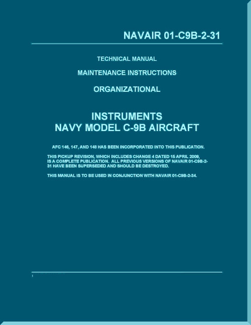Douglas C-9B / DC-9  Aircraft  Maintenance Instructions Organizational - Instruments  - NAVAIR 01-C9B-2-31