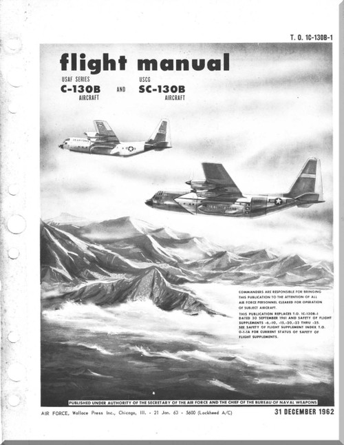 Lockheed C-130B , SC-130B Aircraft  Flight  Manual, T.O. 1C-130B-1, 1962