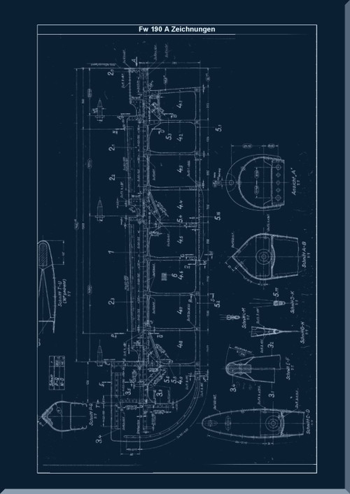 Focke-Wulf  FW 190 A Aircraft Drawings , Zeichnungen   , 1942,  127 pages , (German Language)