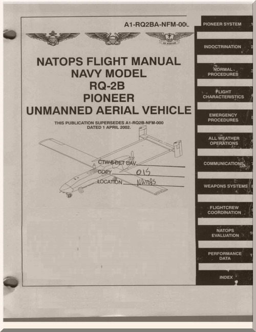 AAI Corp  RQ-2B Pioneer UAV  Aircraft Flight   Manual - A1-SRQ2BA-NFM-000