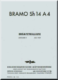  Siemens Bramo Sh 14 A4   Engine Illustrated Parts Catalog   Manual (  Ersatzteilliste ), (German Language )
