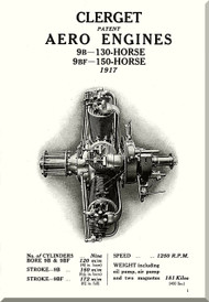 Clerget Blin 9B 9BF  Aircraft Engine Technical Manual   ( English Language )