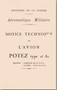 Potez  Type 25  A2 Notice Tecnique Manual (French Language)
