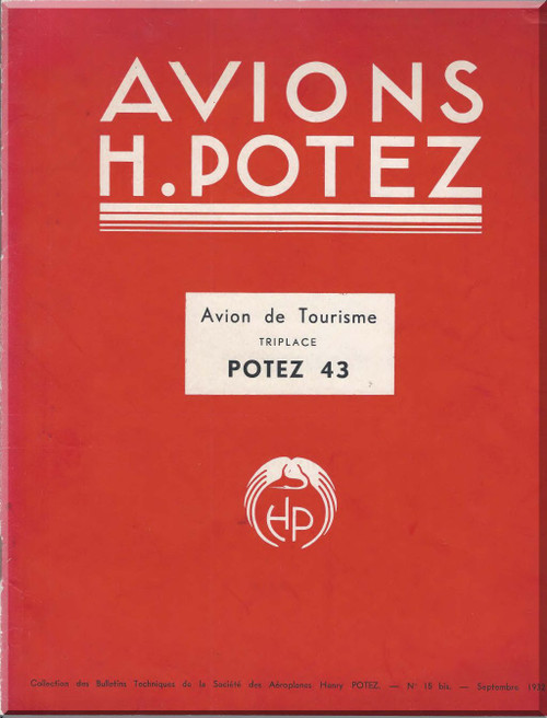 Potez 43 Technical  Description Manual / Brochure (French Language)