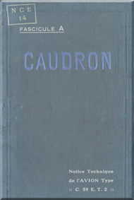 Caudron C.59 E.T.2 Aircraft Technical   Manual and update  (French Language)  -1928