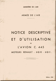 Caudron C.445  Aircraft Description and Operation  Manual (French Language) - 1940