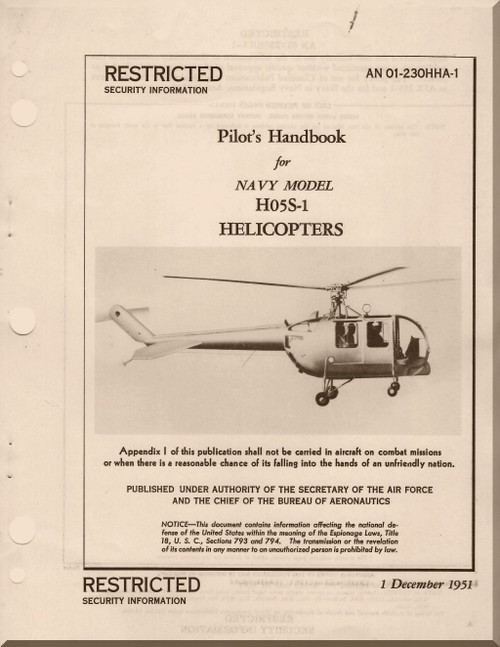 Sikorsky HO5S-1 Helicopter Flight Manual AN 01-230HHA-1 - 1951
