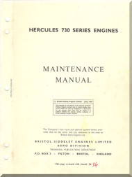 Bristol Hercules 730  Aircraft Engine Maintenance Manual  ( English Language ) 