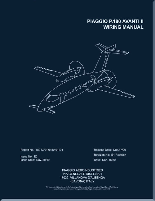 Piaggio P.180 Avanti II Aircraft Wiring Manual -  - (English Language)