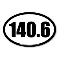 140.6 (Full Ironman Triathlon) refers to the total distance in miles completed in a race which includes swimming, biking, & running. Let the world know you ran the full IRONMAN triathlon and celebrate your accomplishment with this oval car magnet!