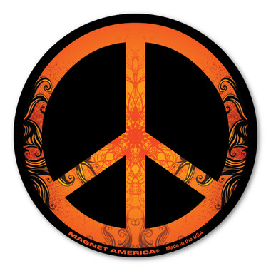 The current peace symbol was made in 1958 in Britain by Gerald Holtom as a sign for Nuclear Disarmament.  As time has evolved, this symbol as became known worldwide for international peace.  This peace magnet shows your desire for peace, not war.