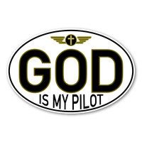 God Is My Pilot Oval Sticker