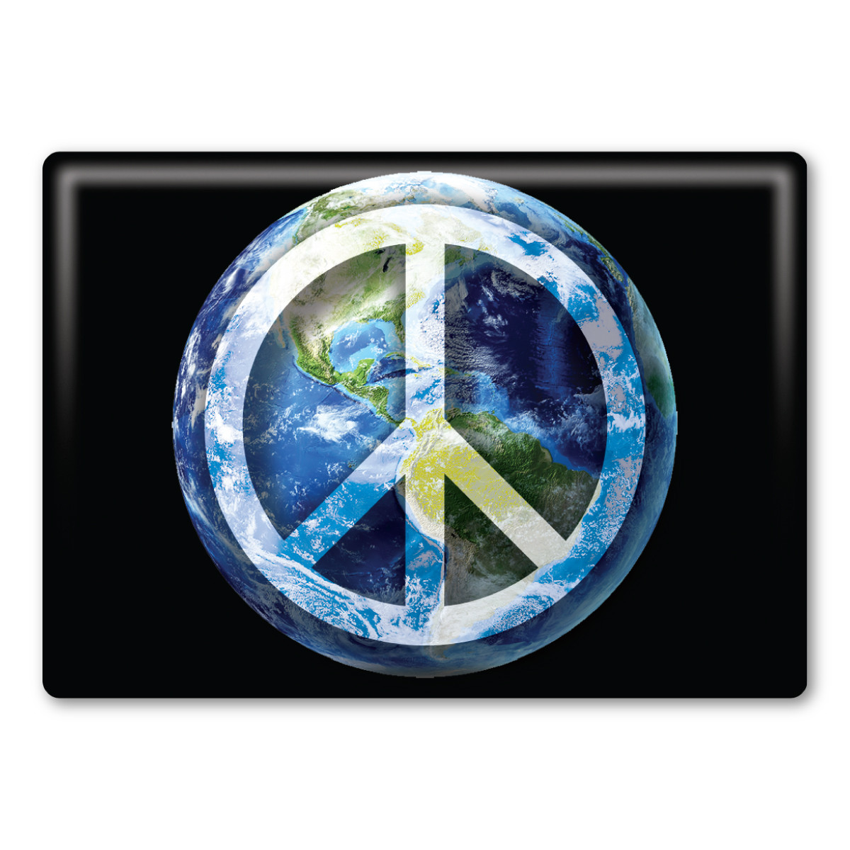 Peace Sign On Earth Rectangle Button Magnet America Peace Sign On Earth Rectangle Button Magnet America