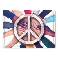 Peace on Hands Rectangle Button