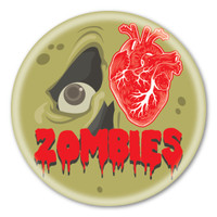I Love Zombies (green) Circle Button