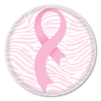 Breast Cancer Curvy Ribbon Circle Button