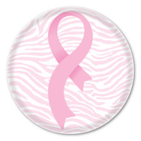 Breast Cancer Curvy Ribbon  Circle Button