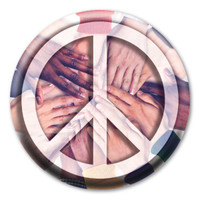 Peace Sign on Hands Circle Button