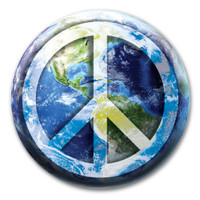 Peace Sign on Earth Circle Button