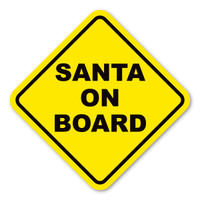 Santa on Board Yellow Diamond Magnet