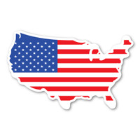 United States Shaped American Flag Sticker