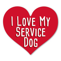 I Love My Service Dog Red Heart Magnet