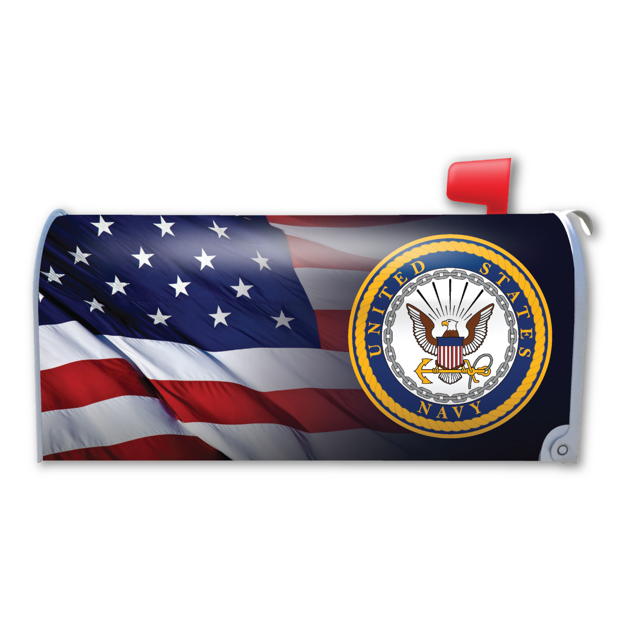Pronounced Flag/Navy Mailbox Cover America