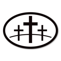 3 Crosses Oval Sticker