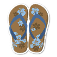 Brown and Blue Flip Flop Sticker