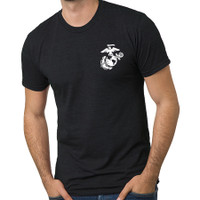 USMC Eagle and Anchor Made In USA Tee In Blue. Grey, And Black