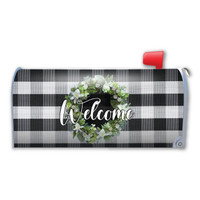 White and Black Checkered Welcome Mailbox Cover Magnet