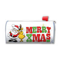 Merry Xmas Santa and Reindeer Mailbox Cover Magnet