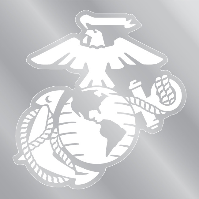 White USMC Eagle Globe and Anchor Logo Clear Sticker