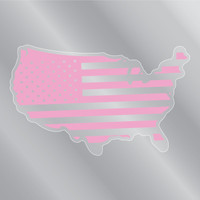 Pink United States Shaped American Flag Mini Clear Sticker