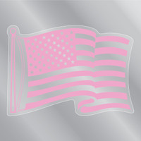 Pink Waving American Flag Back Static Cling