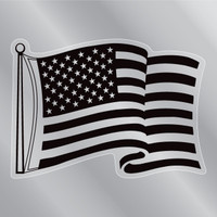 Black Waving American Flag Front Static Cling