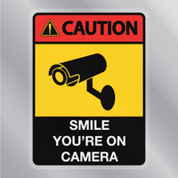 Caution Sign: Smile You're On Camera Large Security Front Static Cling