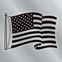 Black Waving American Flag Clear Sticker