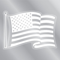 White Mini Waving American Flag Clear Sticker