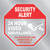 Security Alert 24 Hour Surveillance Large Clear Sticker