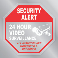 Security Alert 24 Hour Surveillance Small Front Static Cling