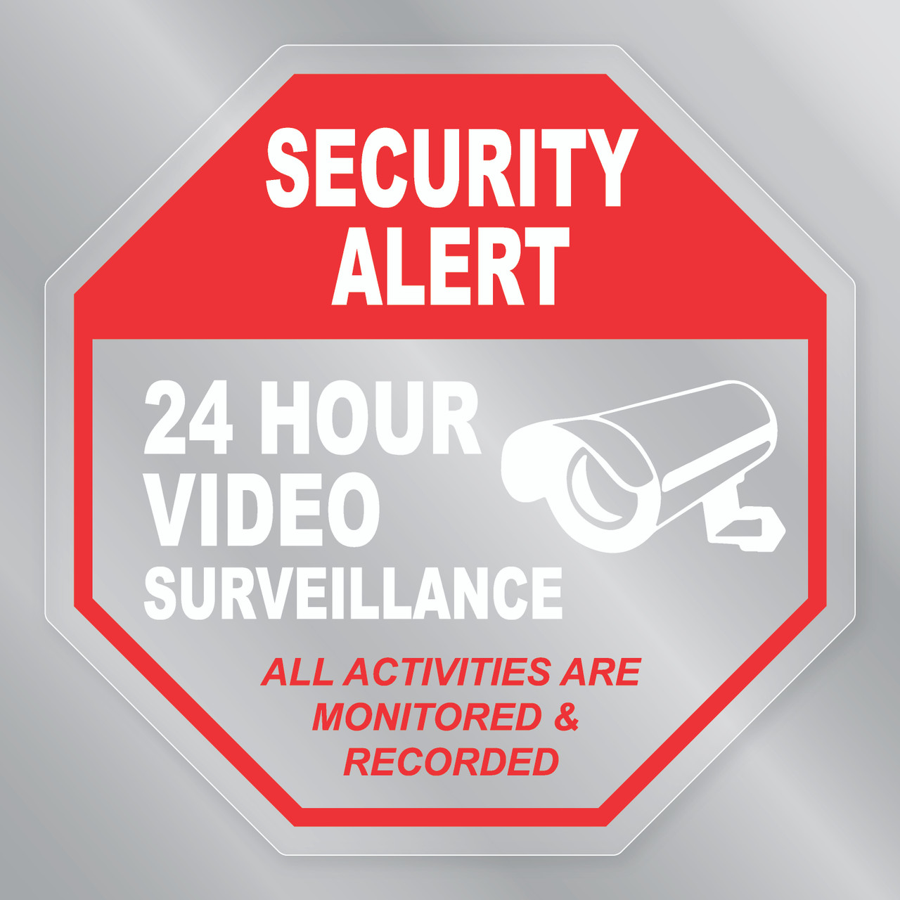 Security Alert 24 Hour Surveillance Large Front Static Cling | Magnet  America