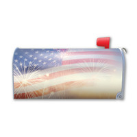 American Flag with Fireworks Mailbox Cover Magnet
