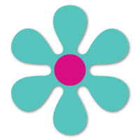 Teal and Magenta 70's Flower Magnet