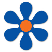 Blue and Orange 70's Flower Magnet