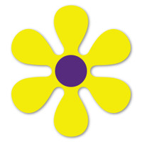 Yellow and Purple 70's Flower Magnet
